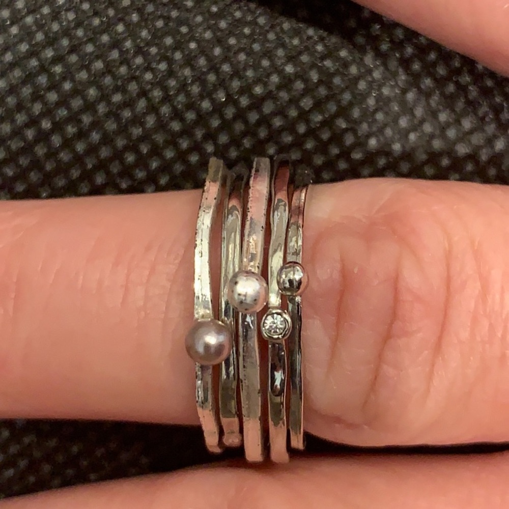 New! Silver set of 5 Stackable Rings